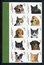 "Adopt a Shelter Pet" Issue Mint Block of 10 Stamps United States, 2010